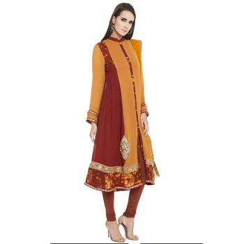Orange Embroidered Georgette Salwar 3