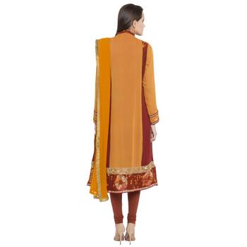 Orange Embroidered Georgette Salwar 4
