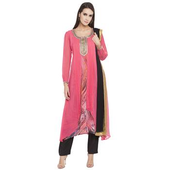 Pink Embroidered Georgette Salwar 1