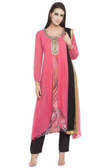 Pink Embroidered Georgette Salwar