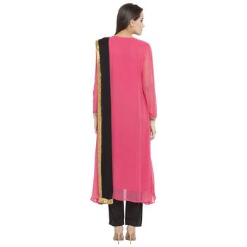 Pink Embroidered Georgette Salwar 4