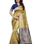 Beige Embroidered Banarasi Saree With Blouse