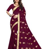 Purple Embroidered Georgette Saree With Blouse