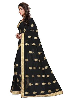 Black Embroidered Georgette Saree With Blouse 2