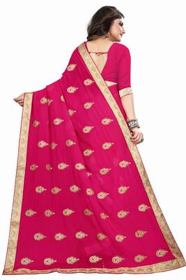Pink Embroidered Georgette Saree With Blouse 3