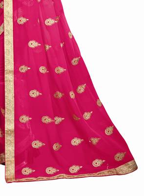 Pink Embroidered Georgette Saree With Blouse 4