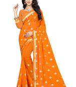 Orange Embroidered Georgette Saree With Blouse