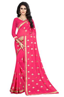 Pink Embroidered Georgette Saree With Blouse 1