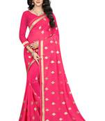 Pink Embroidered Georgette Saree With Blouse