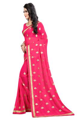 Pink Embroidered Georgette Saree With Blouse 2