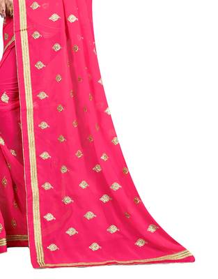 Pink Embroidered Georgette Saree With Blouse 4