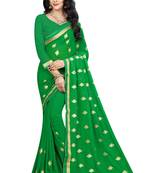 Green Embroidered Georgette Saree With Blouse