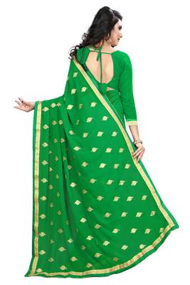 Green Embroidered Georgette Saree With Blouse 3