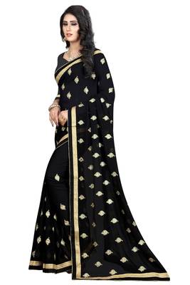 Black Embroidered Georgette Saree With Blouse 2