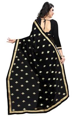 Black Embroidered Georgette Saree With Blouse 3