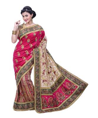 Pink Embroidered Art Silk Saree With Blouse 1
