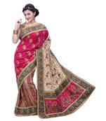 Pink Embroidered Art Silk Saree With Blouse