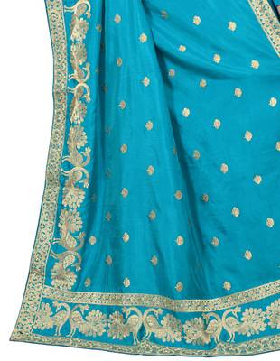 Blue embroidered Art Silk saree with blouse 4