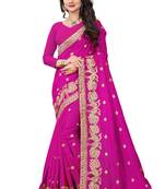Pink embroidered Art Silk saree with blouse