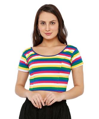 Women's Multicolor Cotton Lycra Stretchable Readymade Saree Blouse 1