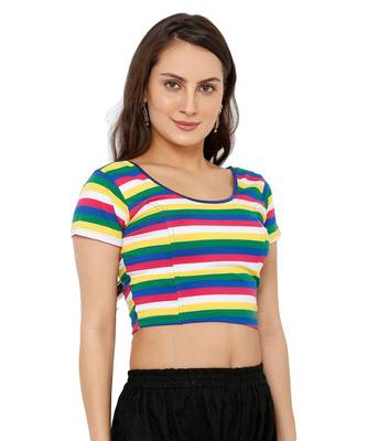 Women's Multicolor Cotton Lycra Stretchable Readymade Saree Blouse 3