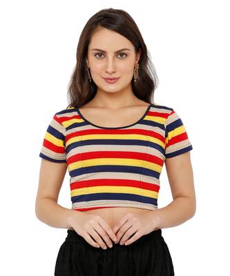 Women's Multicolor Cotton Lycra Stretchable Readymade Saree Blouse 1