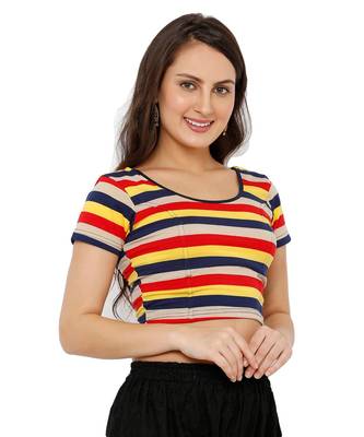 Women's Multicolor Cotton Lycra Stretchable Readymade Saree Blouse 3