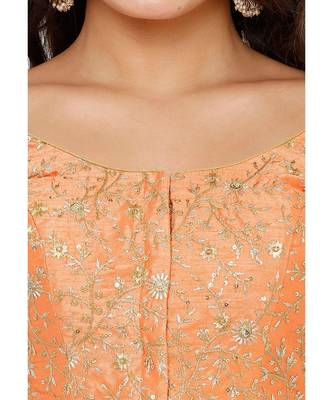 Women's Peach Dupion Silk Readymade Padded Saree Blouse 4