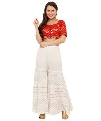 Women's Red Brocade Readymade Padded Saree Blouse 5