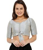 Women's Grey Mulbery Silk Readymade Padded Saree Blouse