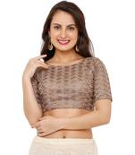 Women's Brown Net Readymade Padded Saree Blouse