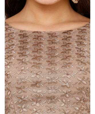 Women's Brown Net Readymade Padded Saree Blouse 4
