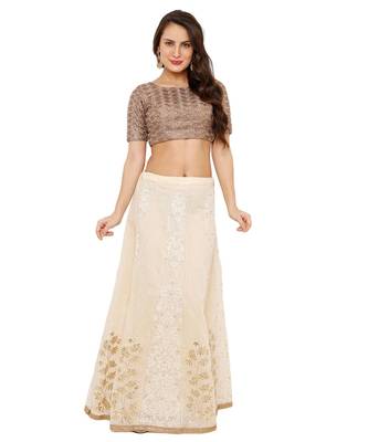 Women's Brown Net Readymade Padded Saree Blouse 5