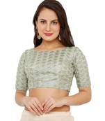 Women's Pista Green Net Readymade Padded Saree Blouse