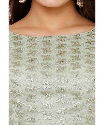 Women's Pista Green Net Readymade Padded Saree Blouse 4