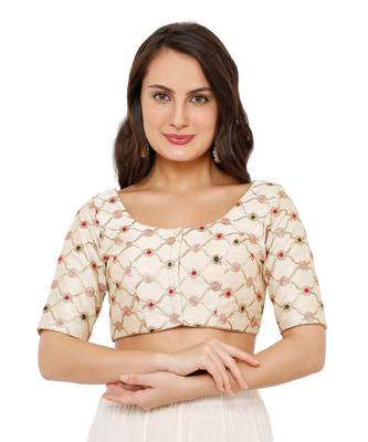 Women's Gold Dupion Silk Readymade Padded Saree Blouse 1