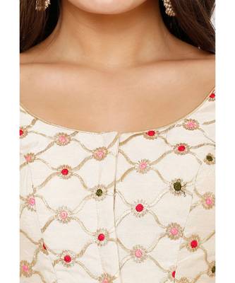 Women's Gold Dupion Silk Readymade Padded Saree Blouse 4