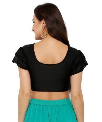 Women's Black Lycra Stretchable Readymade Saree Blouse 2