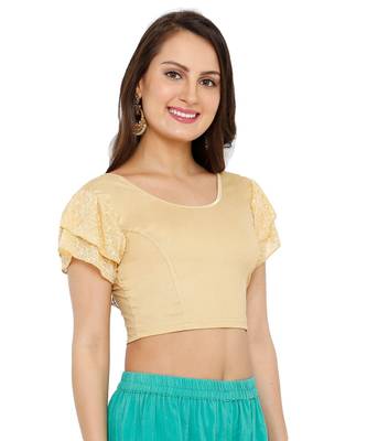 Women's Gold Lycra Stretchable Readymade Saree Blouse 3