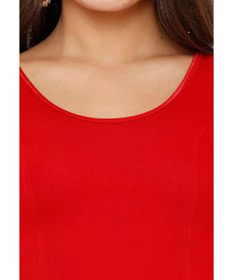 Women's Red Cotton Lycra Stretchable Readymade Saree Blouse 4
