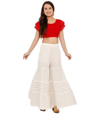 Women's Red Cotton Lycra Stretchable Readymade Saree Blouse 5