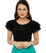 Women's Black Cotton Lycra Stretchable Readymade Saree Blouse