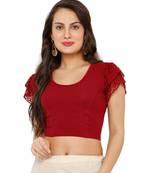 Women's Maroon Cotton Lycra Stretchable Readymade Saree Blouse