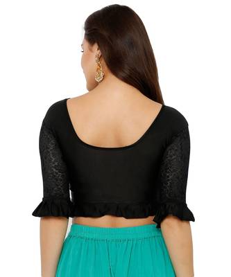 Women's Black Lycra Stretchable Readymade Saree Blouse 2