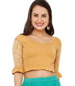 Women's Gold Lycra Stretchable Readymade Saree Blouse