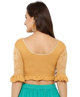Women's Gold Lycra Stretchable Readymade Saree Blouse 2