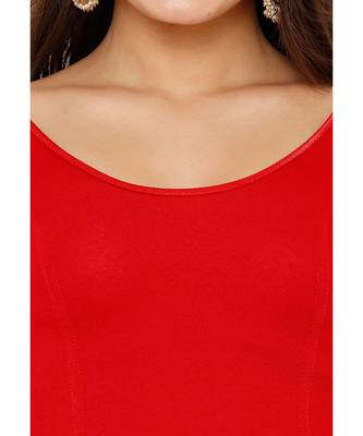 Women's Red Lycra Stretchable Readymade Saree Blouse 4