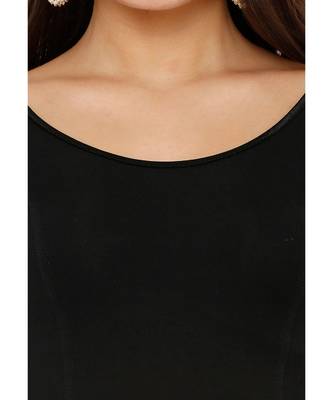 Women's Black Lycra Stretchable Readymade Saree Blouse 4