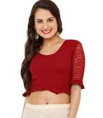 Women's Maroon Lycra Stretchable Readymade Saree Blouse