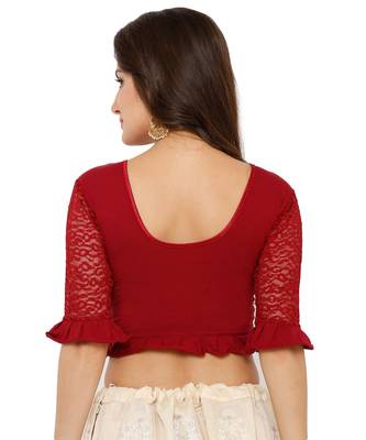 Women's Maroon Lycra Stretchable Readymade Saree Blouse 2